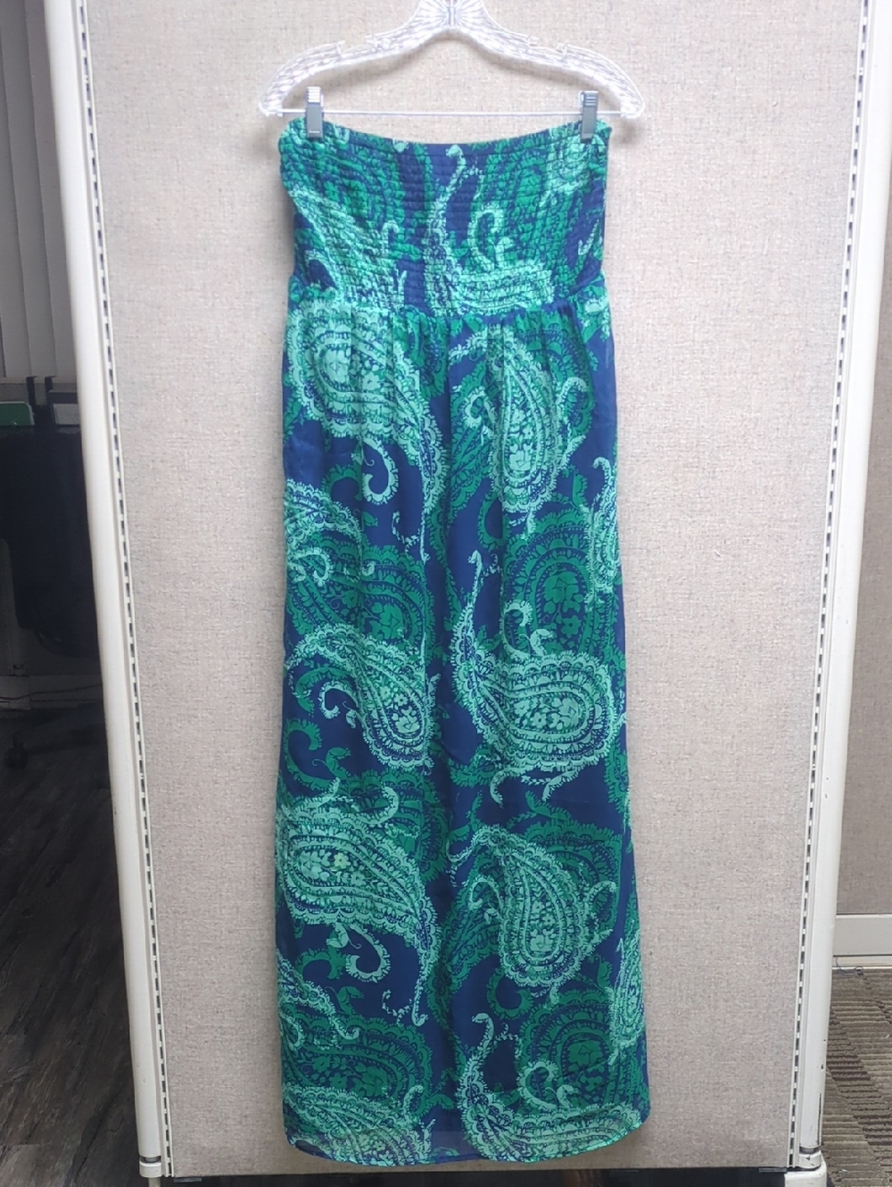 Old Navy Green & Blue Smocked Strapless Dress Size M